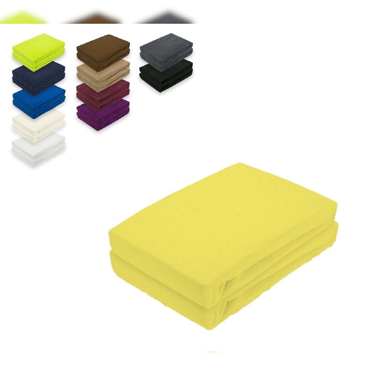 EXKLUSIV HEIMTEXTIL Doppelpack Frottee Spannbettlaken 140 - 160 x 200 cm Gelb Image