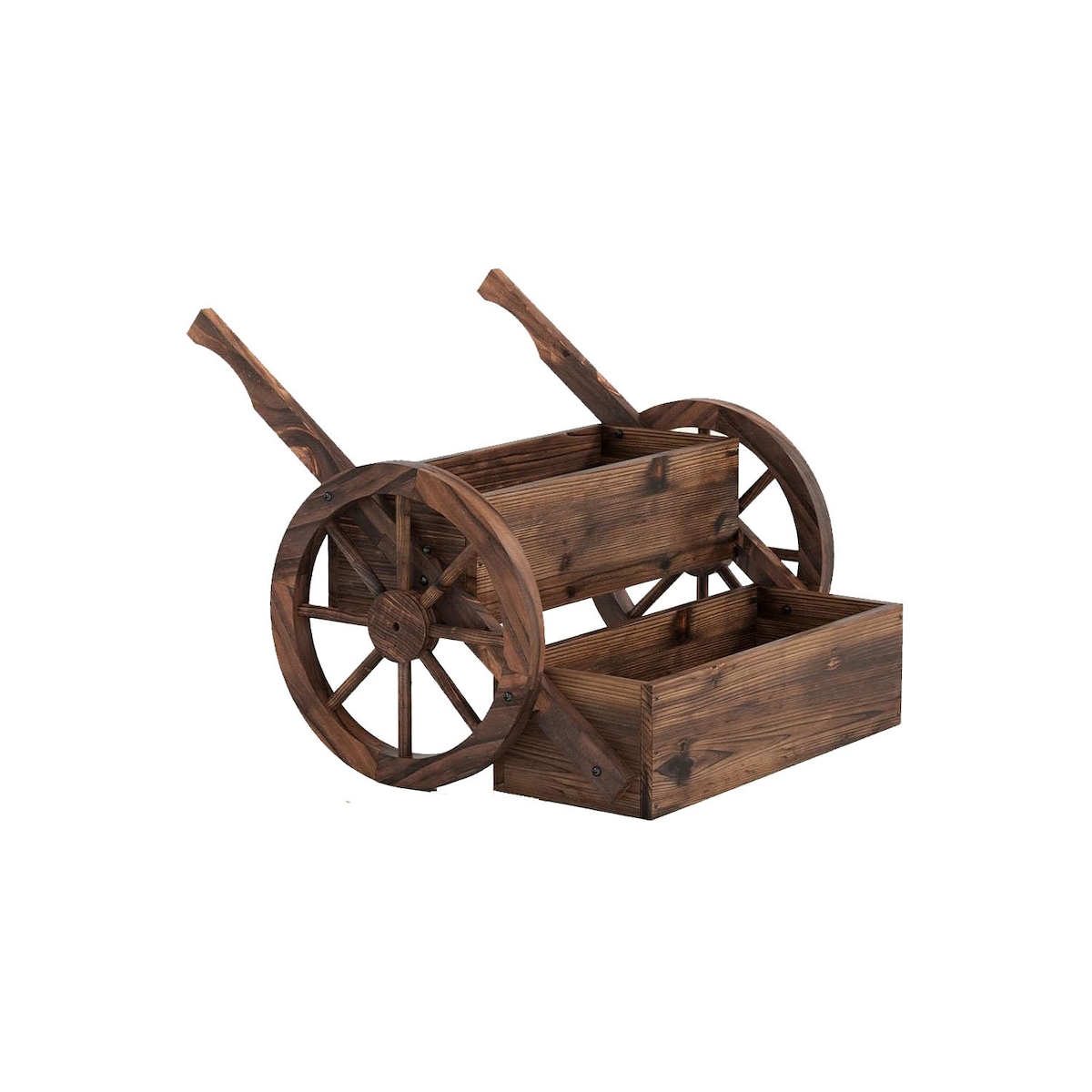 COSTWAY Holz-Blumenkasten mit Transportrollen, Blumenständer mit 2 Rollen, Griffen und Drainagelöchern, 64 x 54 x 50 cm Image