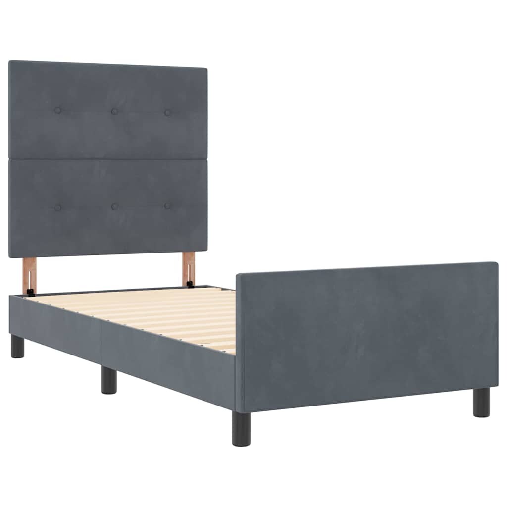 vidaXL Boxspringbett mit Kopfteil Dunkelgrau 100 x 200 cm Samt Image