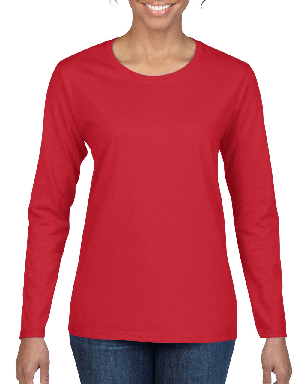 Gildan G540L Women's Heavy Cotton Long Sleeve T-Shirt in Red size Small G5400L, 5400L