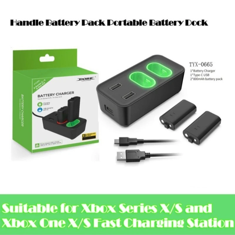 Game Battery 2x800mAh Rechargeable Battery Pack for Xbox Series X/S Xbox One X/S Controller Dual Charging Station Portable Dock