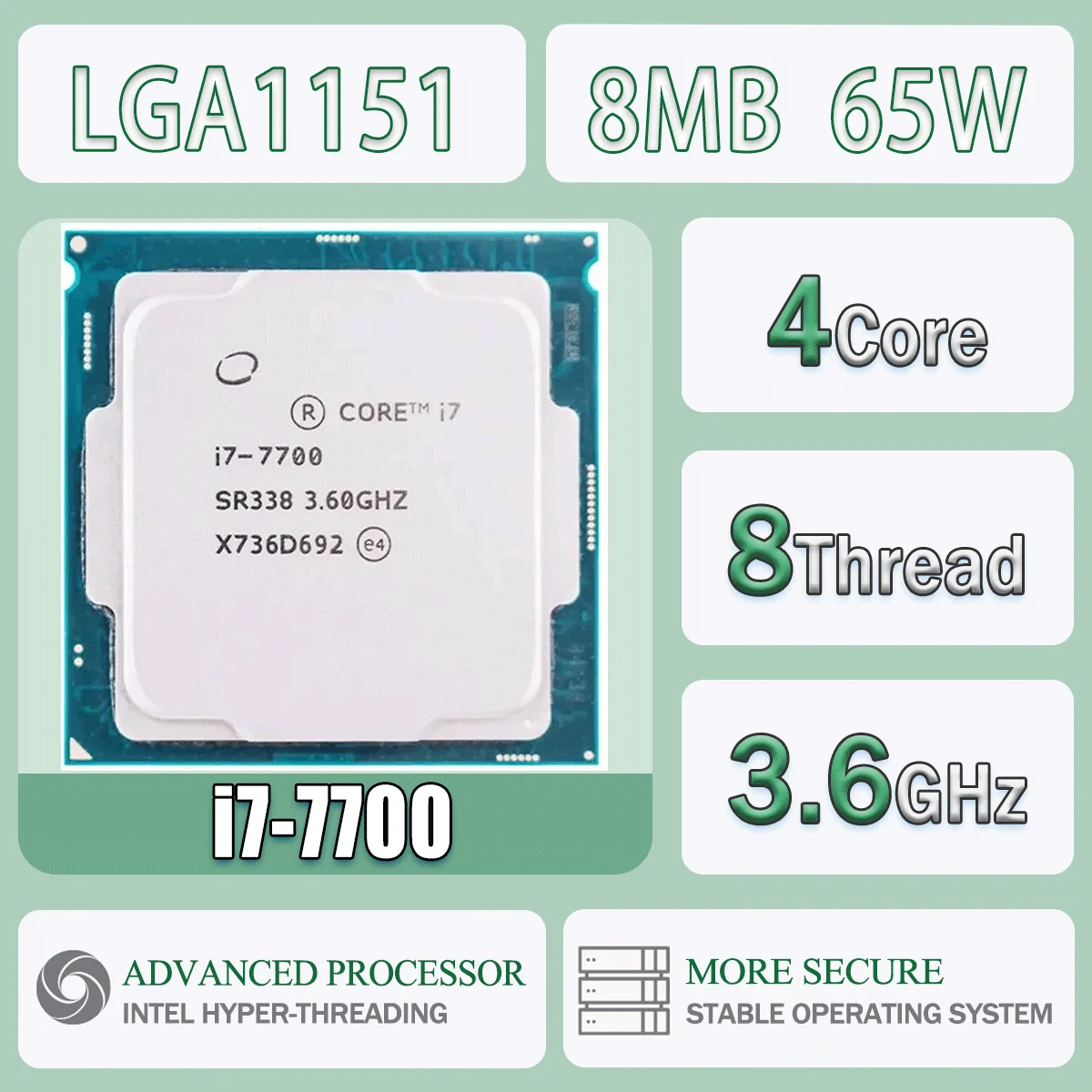 Intel Core I7-7700 3,6 GHz 4 Kerne 8 Threads 8M 65W I7 7700 Computer CPU Prozessor Server LGA 1151