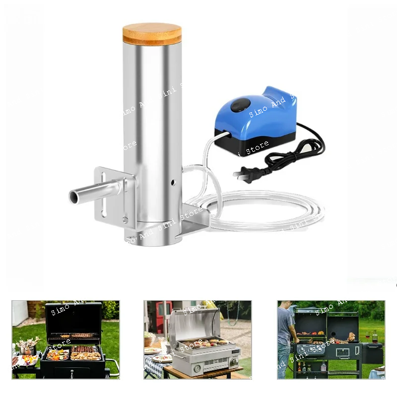 Tragbarer Grill-Smoker mit Deckel & Luftpumpe Elektrischer Edelstahl Kaltrauchgenerator 1,7L Fassungsvermögen für Lebensmittel Image