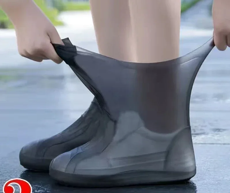 1 Paar wasserdichte Silikon-Überschuhe, lippenbeständige Gummi-Regenstiefel, Regenausrüstung, Überschuhe, Zubehör für regnerische Tage im Freien Image
