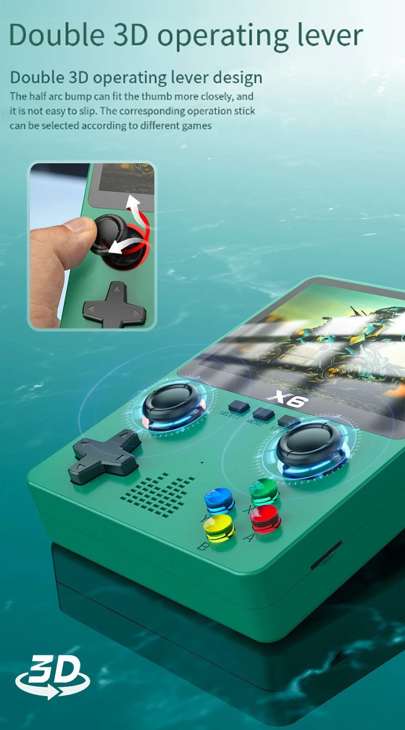 New Video Game Consoles X6 3.5Inch IPS Screen Handheld Game Player Dual Joystick 11Simulators GBA Video Game Console for Kids