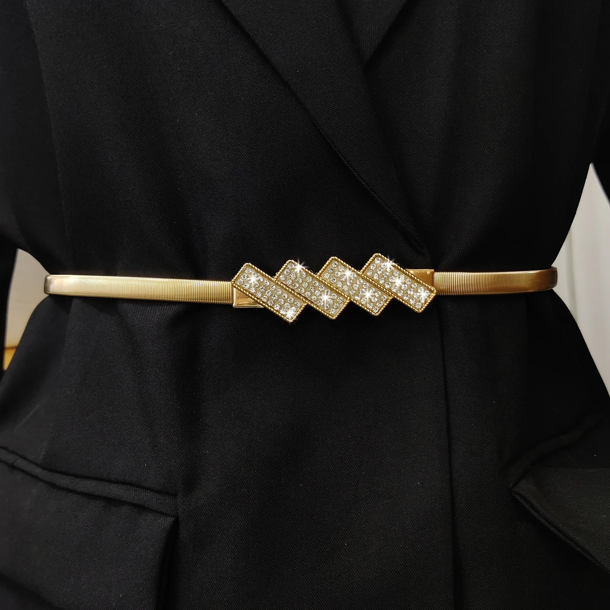 Elastischer Goldkette gürtel weibliche Taille Punk y2k Silber Metall Strass gürtel für Frauen hochwertige Luxus goldenen Bund Image