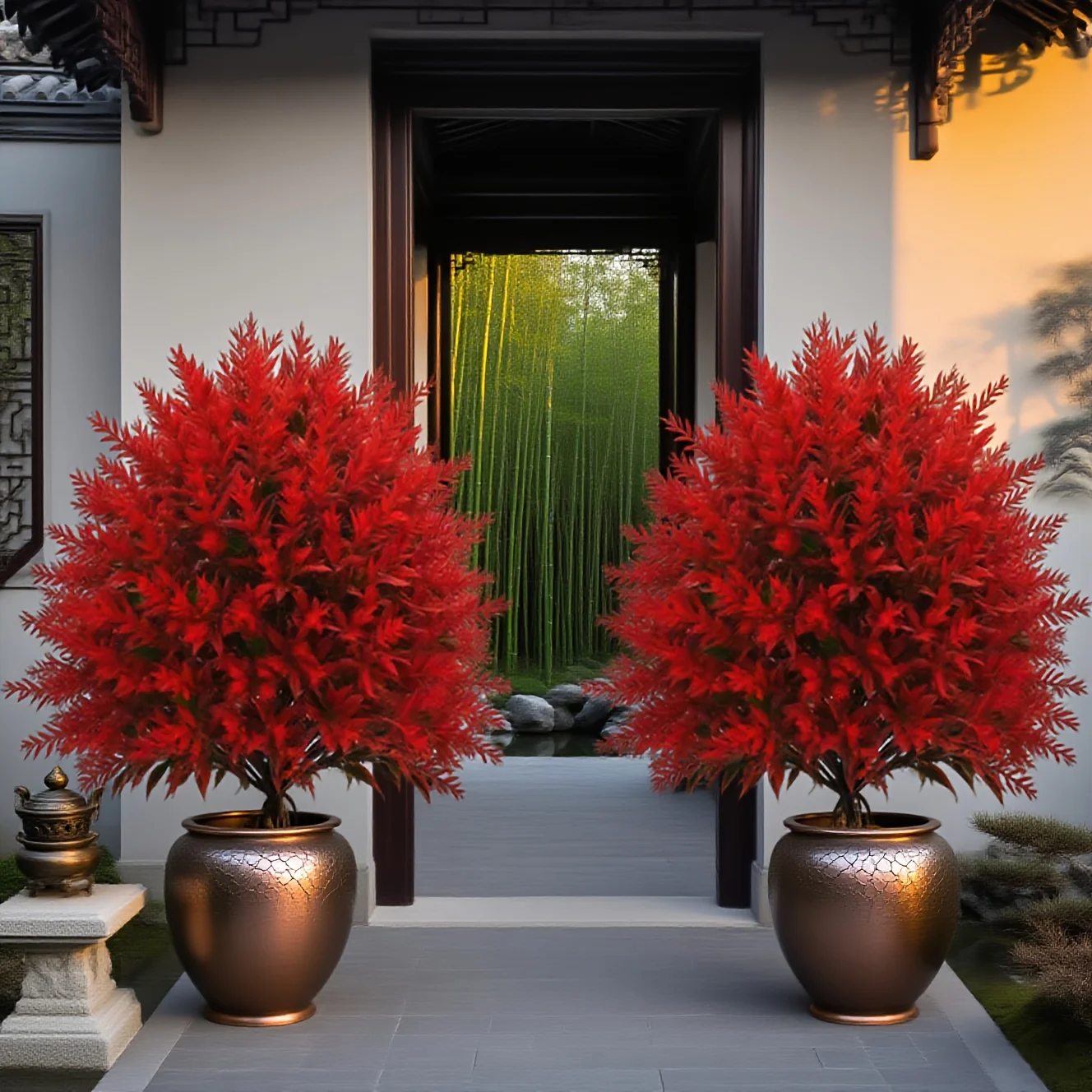 1 Stück rote lavendelfarbene künstliche Bodensteckerblumen mit Heringen für Weihnachtshäuser, Hotel, Gärten, Büros, Gartendekorationen Image