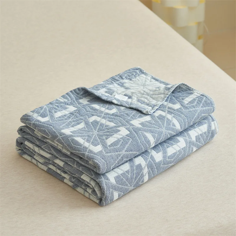 Bedruckte Sommerdecke aus reiner Baumwolle, Gaze-Handtuchdecke, Büro-Schlafdecke, Klimaanlagen-Decke, Bettdecke, Sofa-Decke Image