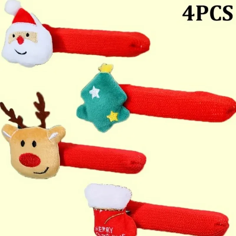 4 Stück Türgriff Weihnachtsschmuck Weihnachtsmann Türgriffabdeckungen Weihnachtsgeschenke für Familie Festliche Accessoires Weihnachtsdekoration Image