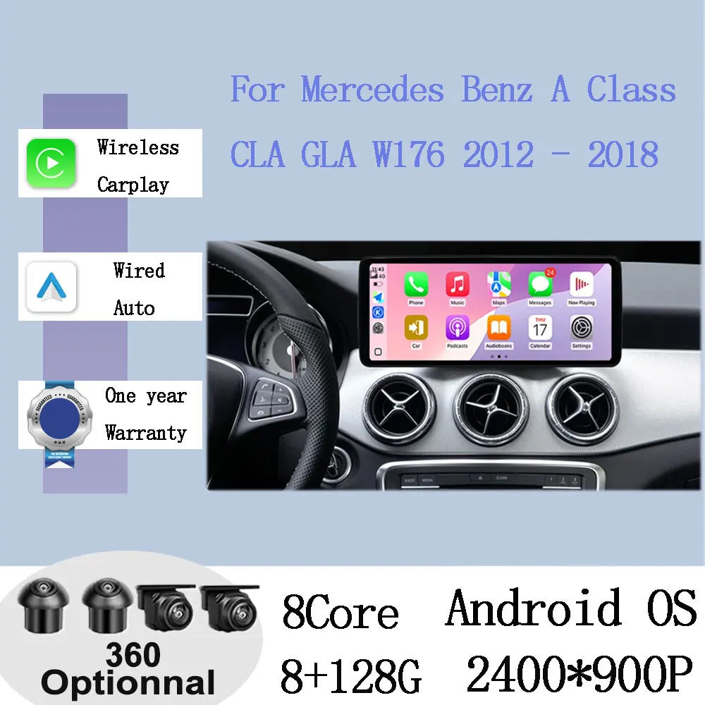 Android 15 Auto Drahtlose GPS Navigation Auto Radio Multimedia Für Mercedes Benz A-Klasse CLA GLA W176 2012-2018 4G Wifi DSP SWC Image