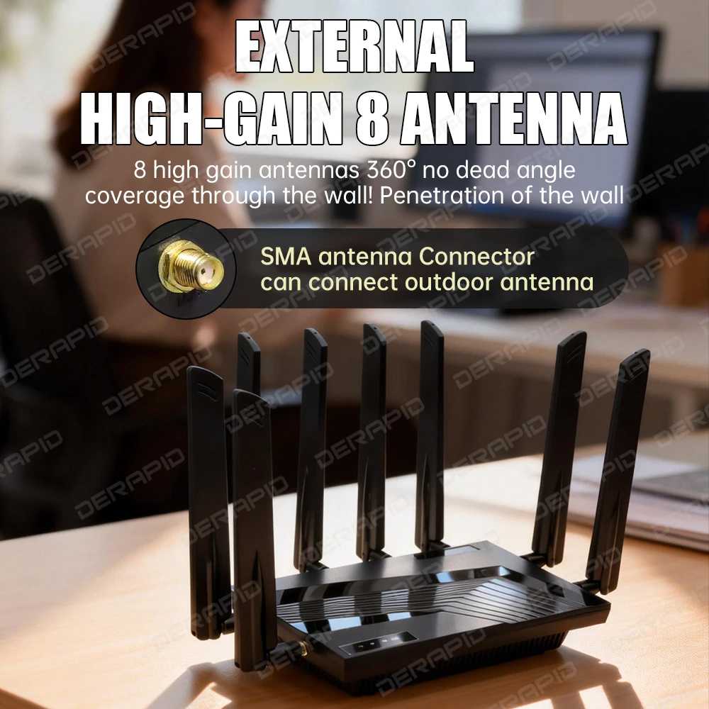 WiFi 6 AX3000 X55 Router Hochgeschwindigkeits-5G-LTE-Router Wi-Fi 6 Dual-Band SIM-Karten-Mesh-Modus Netzwerk 6DBI Hochleistungsantennen Image