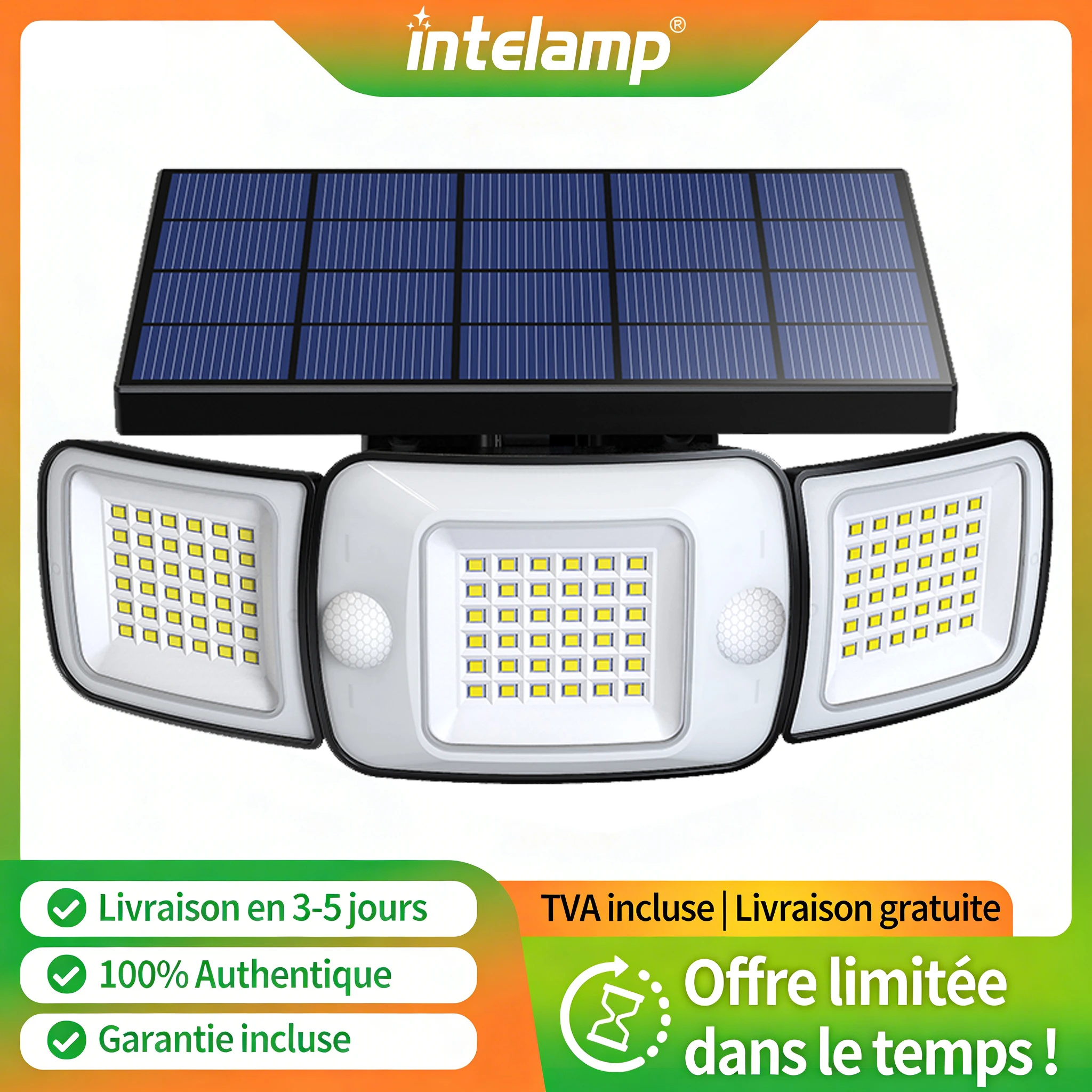 Lampe solaire LED 1200LM ultra-lumineuse, puissante, avec détecteur de mouvement, étanche, pour extérieur, jardin, rue | lampe extérieur solaire lampe solaire extérieur lampe solaire lampe solaire