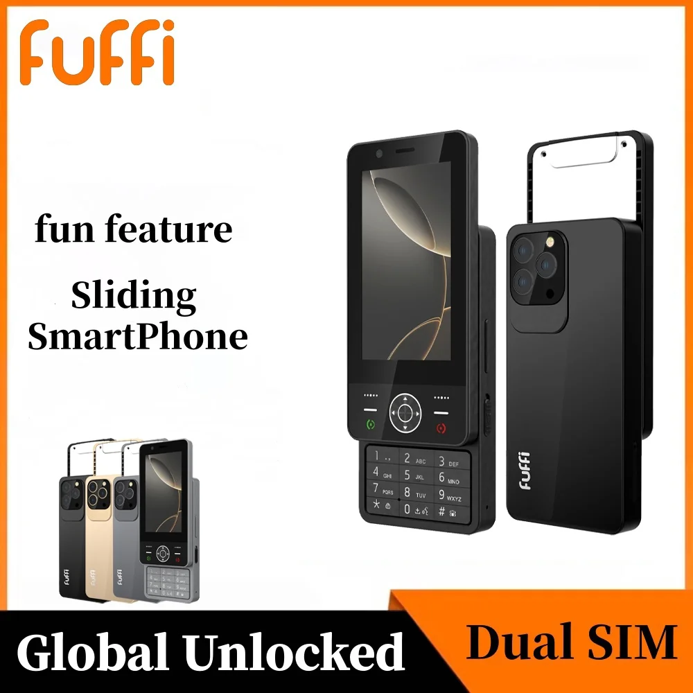 FUFFI S24 Pro Sliding Mini Phone 4.0 inch HD colorful screen phone fun feature phone 4G network Dual SIM student Mobile phone