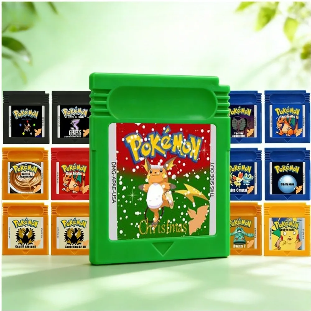 Pokemon Christmas GBC Game Cartridge 16 Bit Video Game Console Card Super Gold 97 GB Dark Energy English Language for GBC/GBA