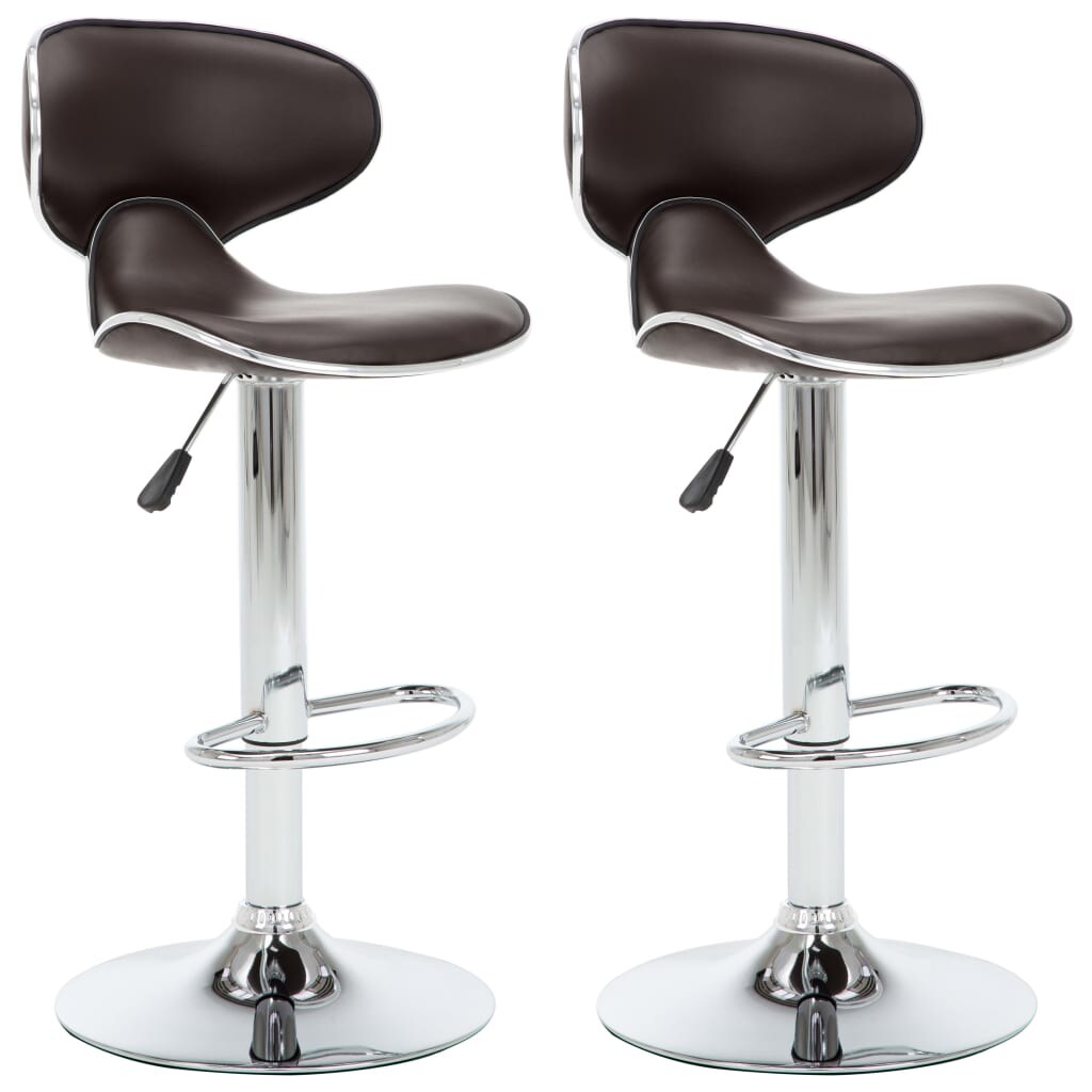 DELUKE Barhocker SUPRI höhenverstellbar 2er Set Braun Kunstleder | Barstühle drehbar Küchenhocker Thekenhocker für Küche Hausbar Image