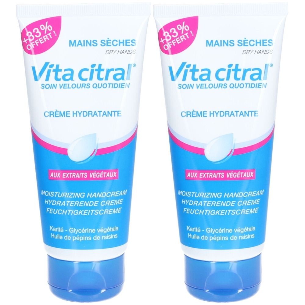Vita Citral Mains Sèches Soin Velours Quotidien - Crème hydratante pour les mains aux acti 2x100 ml Creme