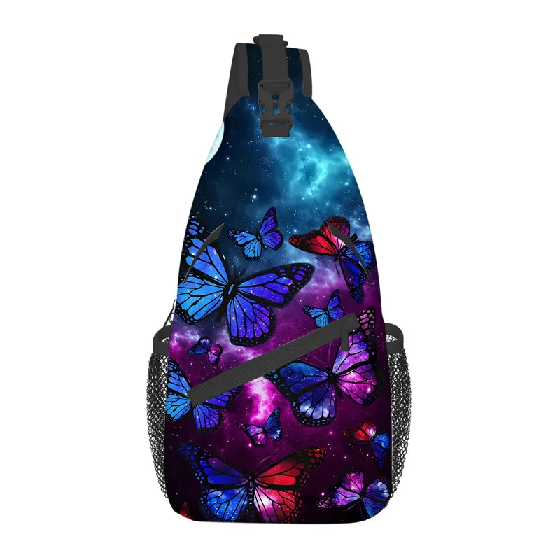 Brillante Schmetterlings-Brusttasche für Jungen/Mädchen, bestes Geschenk, 2D-Flach-Cartoon, großes Fassungsvermögen, Outdoor-Sport, Freizeit, modische Umhängetasche Image