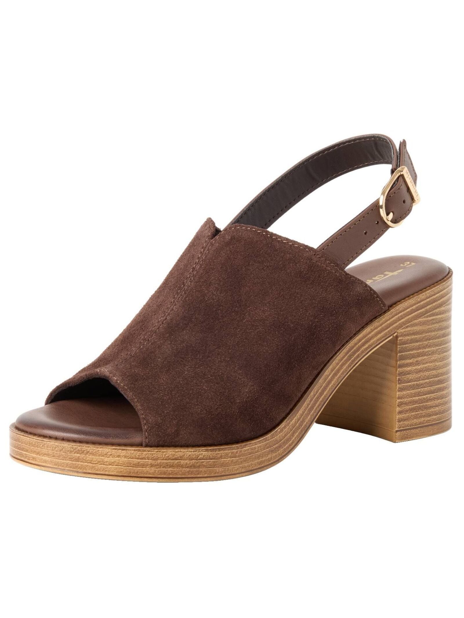 High-Heel-Sandalette TAMARIS "Tamaris Sandalen Veloursleder", Damen, Gr. 38, mocca, Veloursleder, Schuhe Image