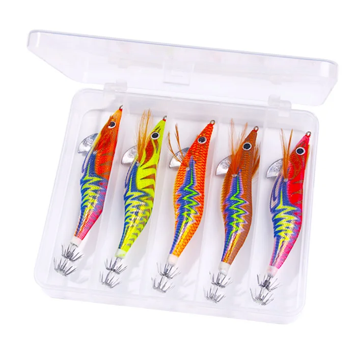 5 pz/scatola all'ingrosso 14cm 20g 3.5 # mare mare gamberetti luminosi calamari calamari esche da pesca Set per la pesca in acqua salata
