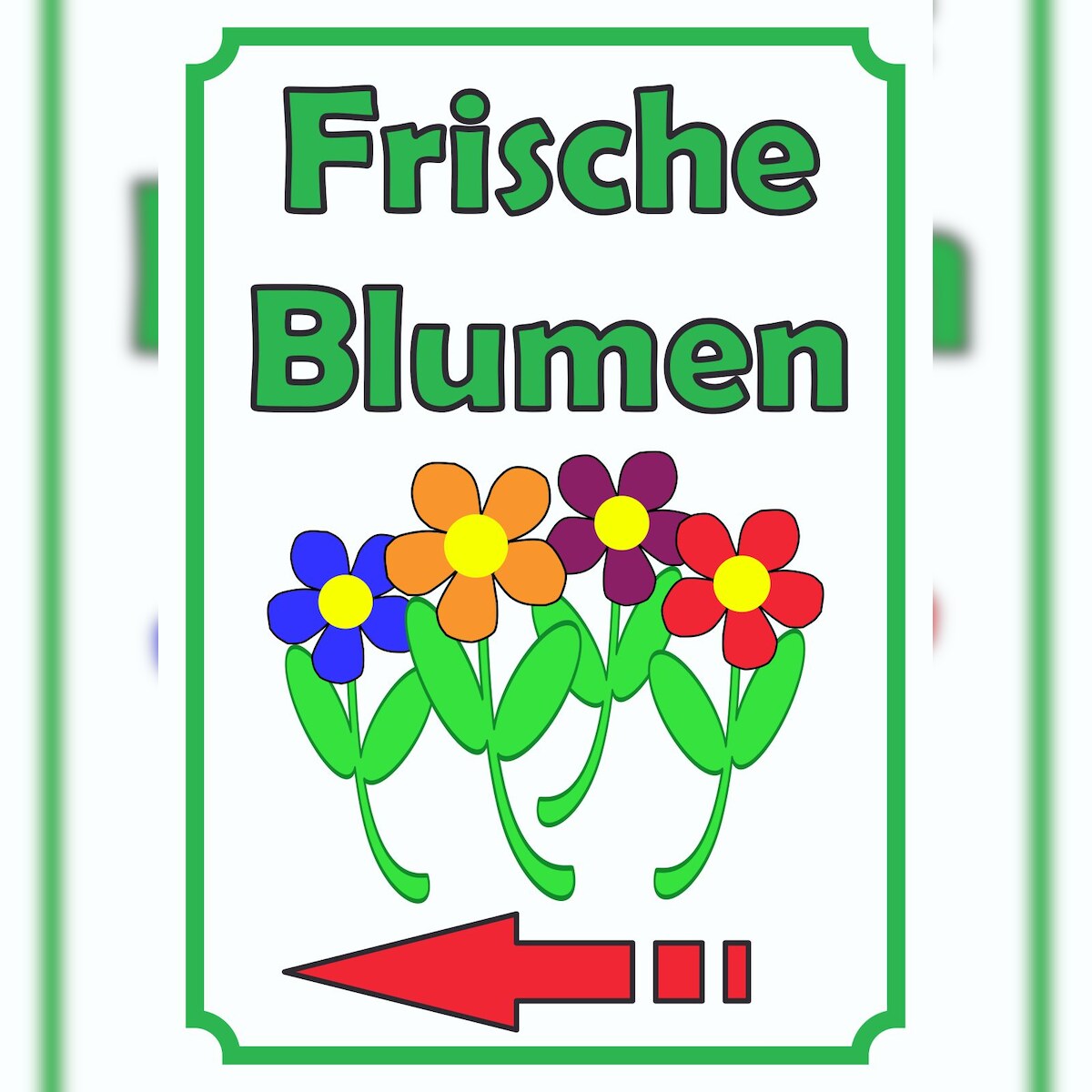 HB-Druck Verkaufsschild Schild BlumenHochkant mit Pfeil links A2 (420x594mm) Image