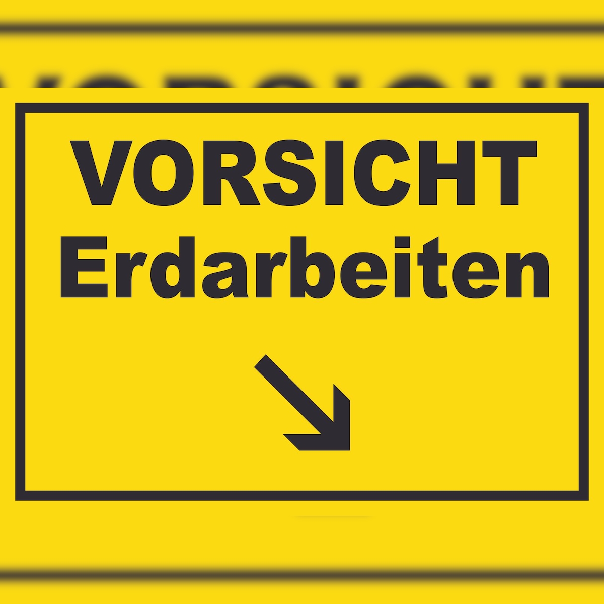 HB-Druck Vorsicht Erdarbeiten mit Richtungspfeil rechts unten Schild A5 (148x210mm) Image