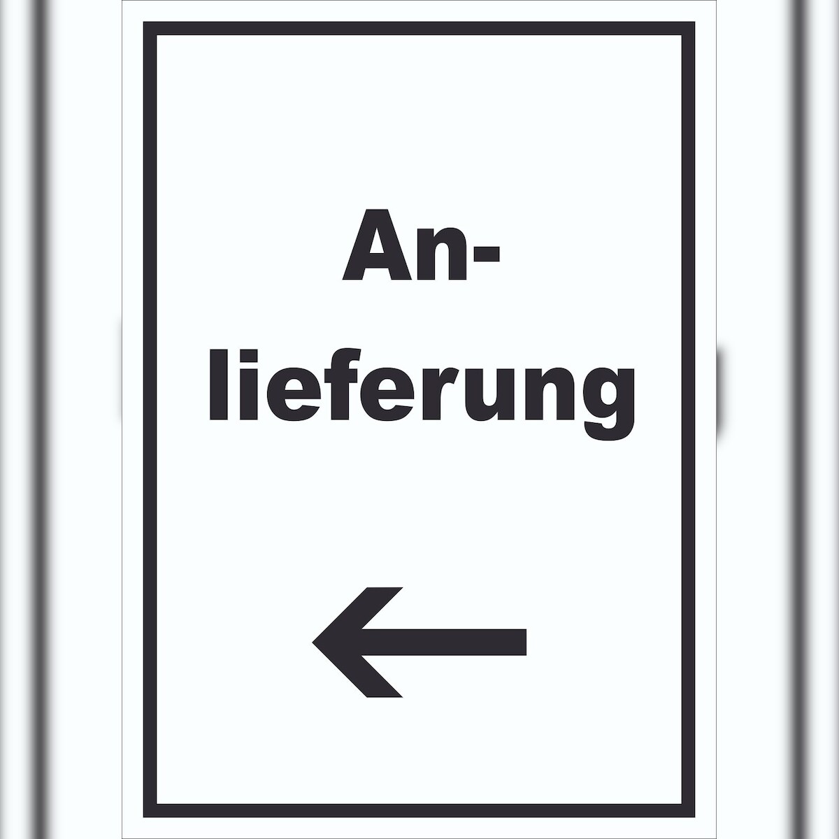 HB-Druck Anlieferung Schild mit Text und Richtungspfeil links Annahme hochkant A5 (148x210mm) Image