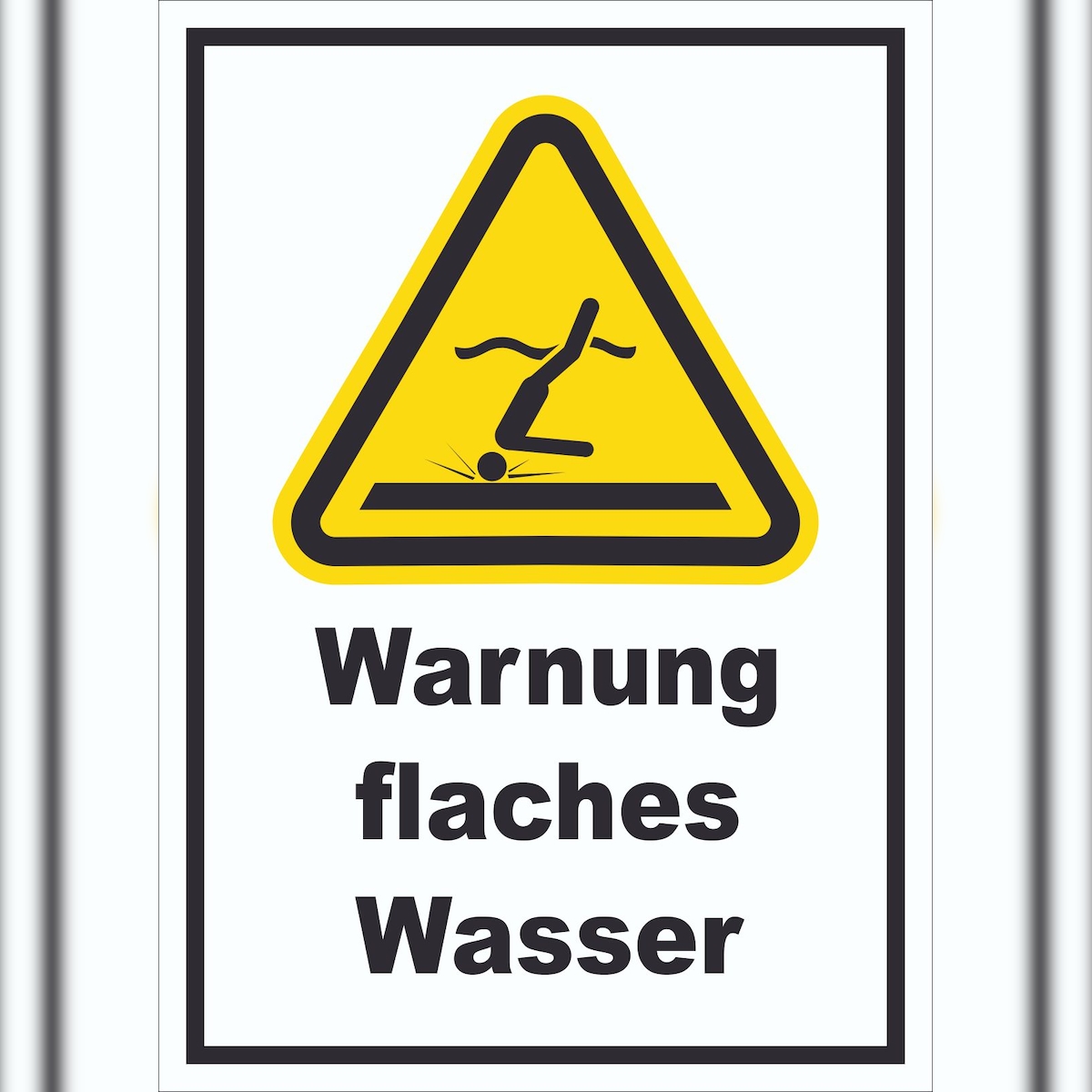 HB-Druck Schild Warnung flaches Wasser A3 Rückseite selbstklebend Image