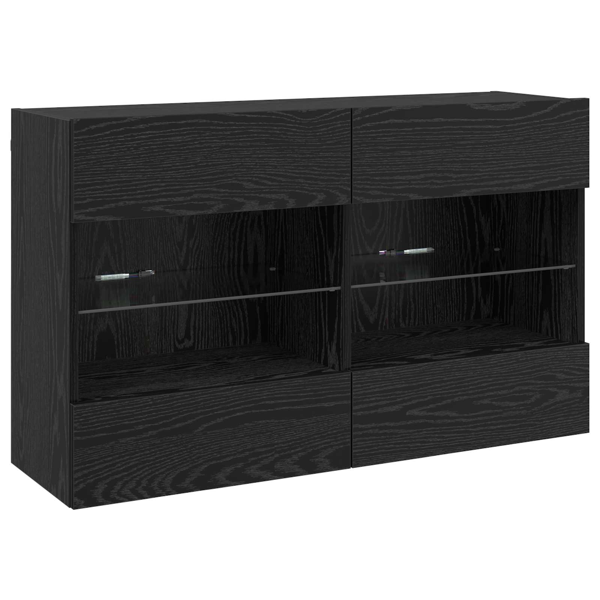 vidaXL TV-Wandschrank Schwarz Eichen-Optik 98,5 x 30 x 60,5 cm Image