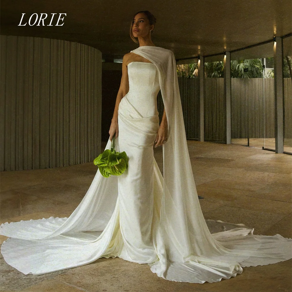 LORIE Abito da sposa a sirena di lusso Abiti da sposa semplici senza spalline Abito da sposa elegante modellante in vita personalizzato 2026