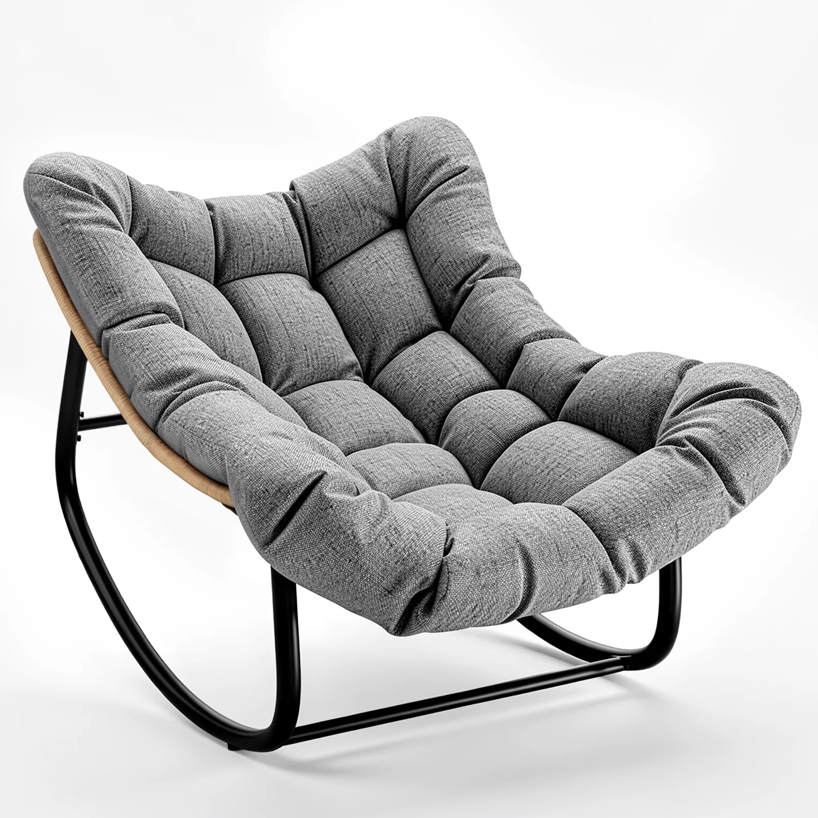 Wide Egg-Shaped Rocking Chair Garden Lounge Chair with Removable Cushion for Patio Garden Living Room 350 LBS Weight Capacity