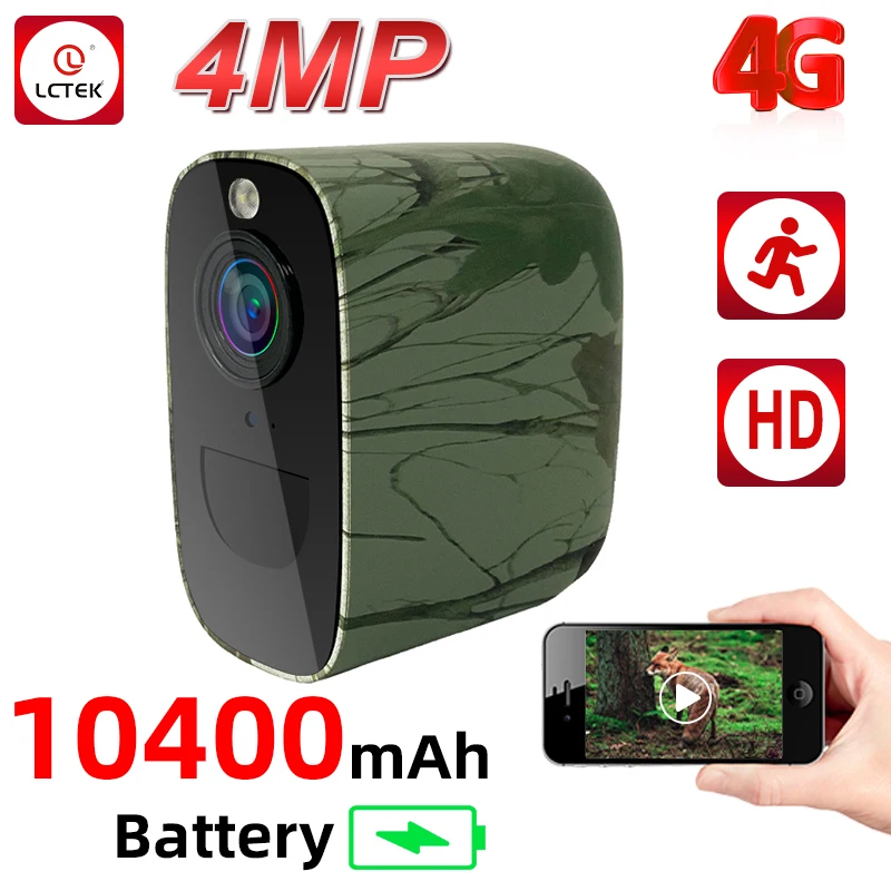 LCLCTEK 4G SIM-Karte Batteriebetriebene Überwachungskamera Vollfarbe 4MP PIR-Erkennung IP66 Drahtlose CCTV-Überwachungskamera für den Außenbereich Image
