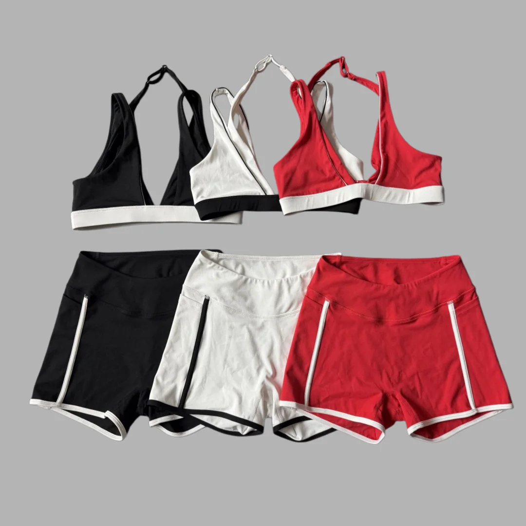 Nouvel ensemble de yoga et Pilates pour femme, taille haute, effet galbant, soutien-gorge et short de sport, tenue de fitness décontractée pour la course et l'entraînement en salle de sport