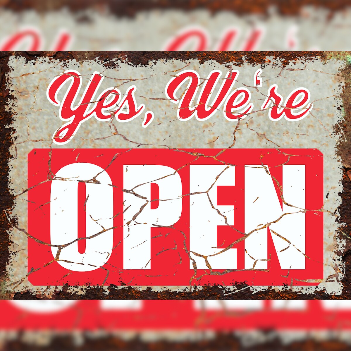 HB-Druck Yes we are open Deko Schild A1 Rückseite selbstklebend Image