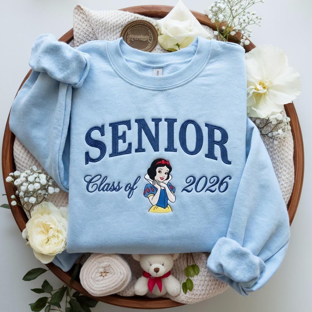 Felpa ricamata personalizzata Disney Biancaneve Senior, felpa con cappuccio Disney Classe del 2026, felpa Disney Grad Nite 2026, maglietta Disney Seni