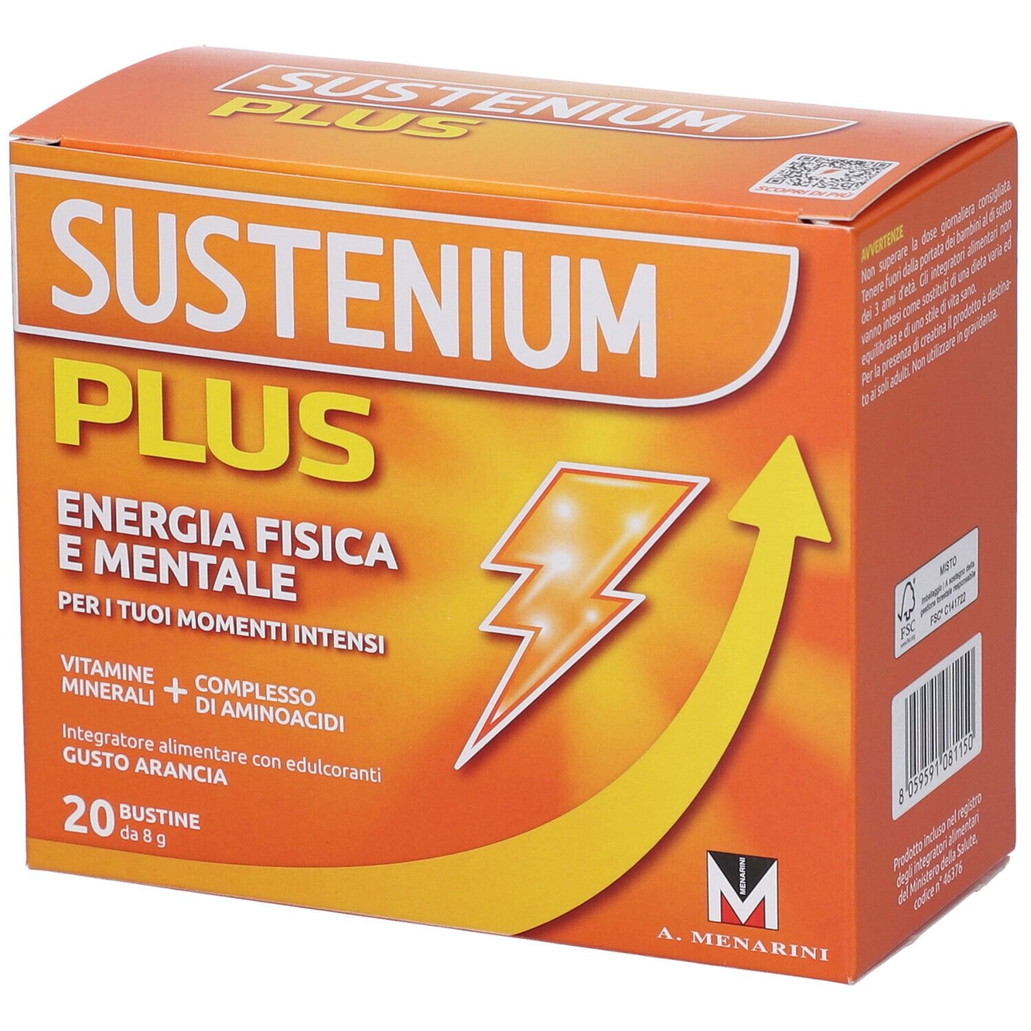 Sustenium Plus Bustine Gusto Arancia 160 g Polvere per soluzione orale