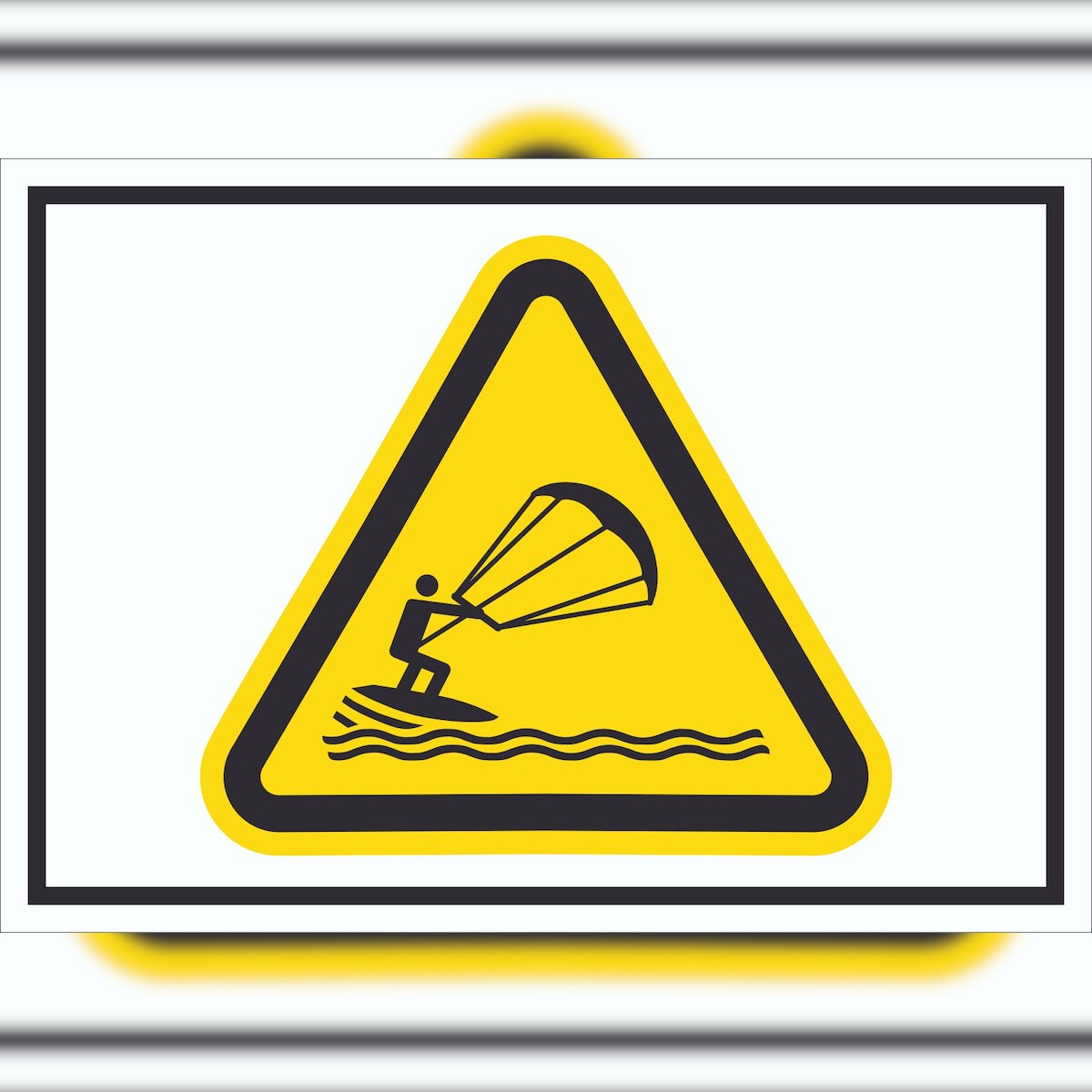 HB-Druck Schild Warnung Kitesurfer Symbol A2 Rückseite selbstklebend Image