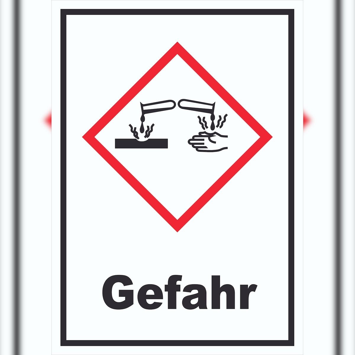 HB-Druck Schild Ätzende Wirkung Gefahr Ätzwirkung hochkant A2 Rückseite selbstklebend Image