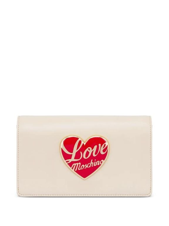 Heart-Plaque Clutch Bag - Pink - Love Moschino Clutches