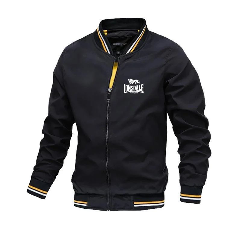 LONSDALE Giacca da strada alla moda da uomo primaverile e autunnale, giacca da uomo con colletto rialzato per il tempo libero antivento con cerniera per il tempo libero all'aperto