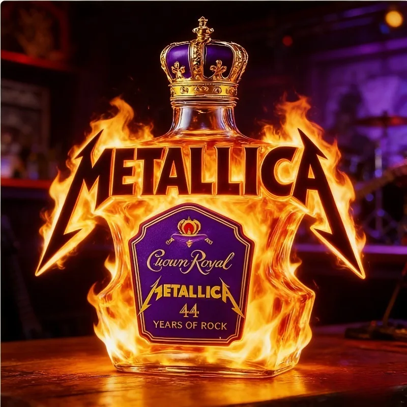 Metallica 44 Jahre Rock Limited Edition Whisky, Ikonische Logo-förmige Flasche, Sammlerstück Kanadischer Whiskey für Rock-Fans