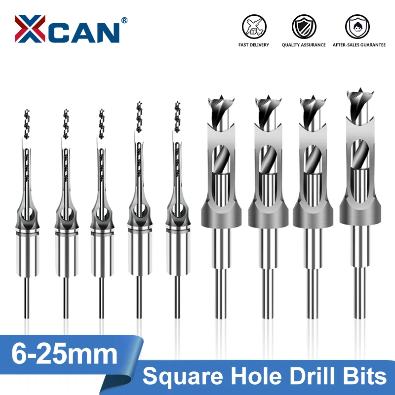 XCAN 1 Stück 6-25mm HSS Spiralbohrer Vierkantlochbohrer Drehmeißel Verlängerter Sägebohrer für Holzbearbeitungswerkzeuge Image