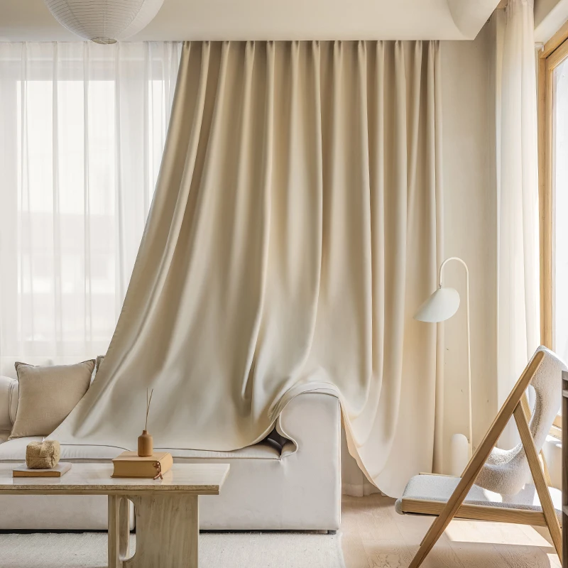 1 Stück 90 % raumverdunkelnde Ösenvorhänge – einfarbiger, hochdichter Stoff für modernes Schlafzimmer Image