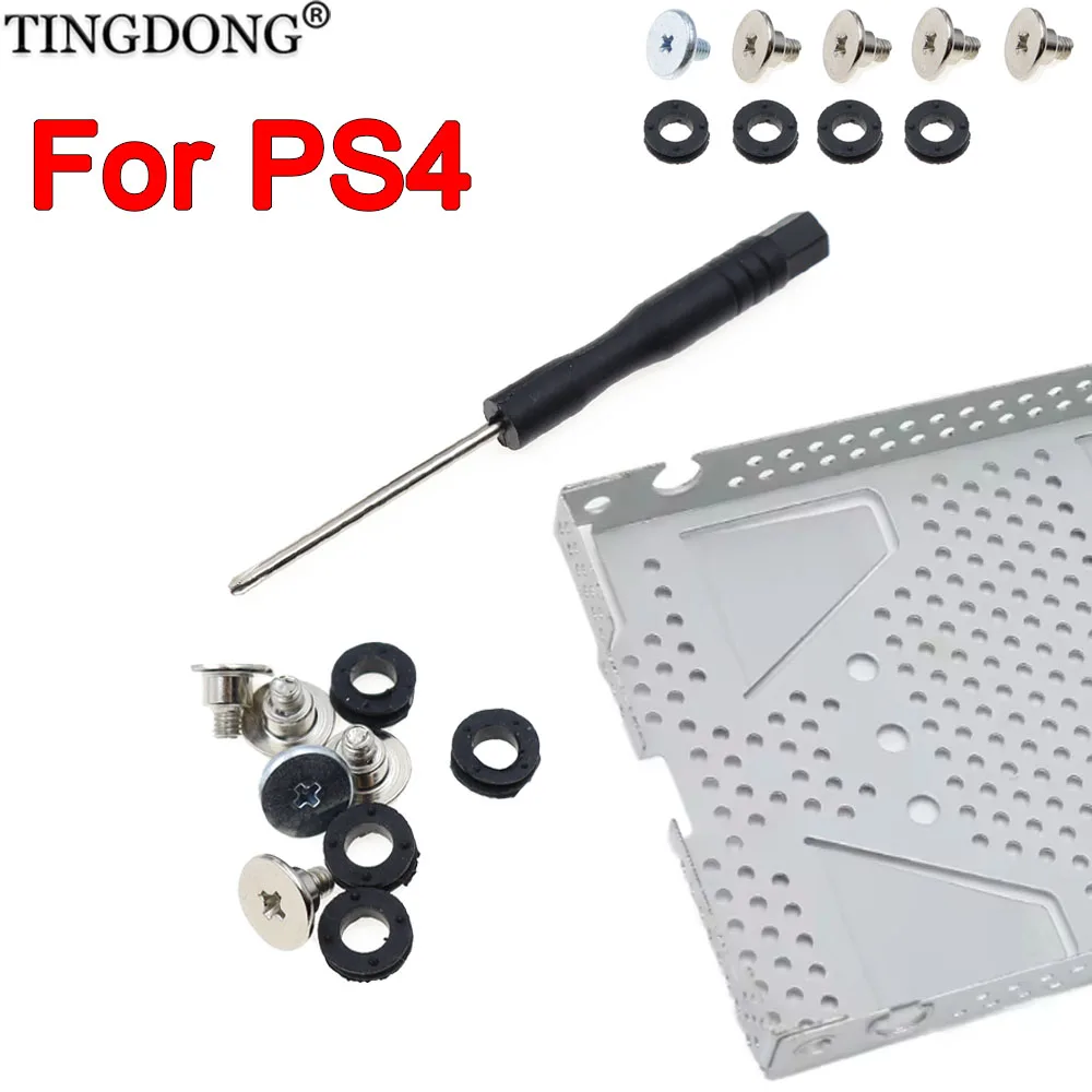 Ersatz-Gummiunterlage für Festplattenständer und Befestigungsschrauben-Set für PS4-Konsole, Reparaturteile und Zubehör Image