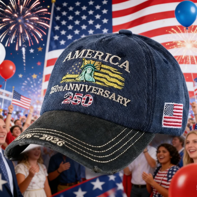 1 Stück USA 250th Anniversary Commemorative Baseball Caps für Herren, verstellbar, Retro-Stil, gewaschen, mit Sonnenschutz für Partys, Alltagskleidung Image