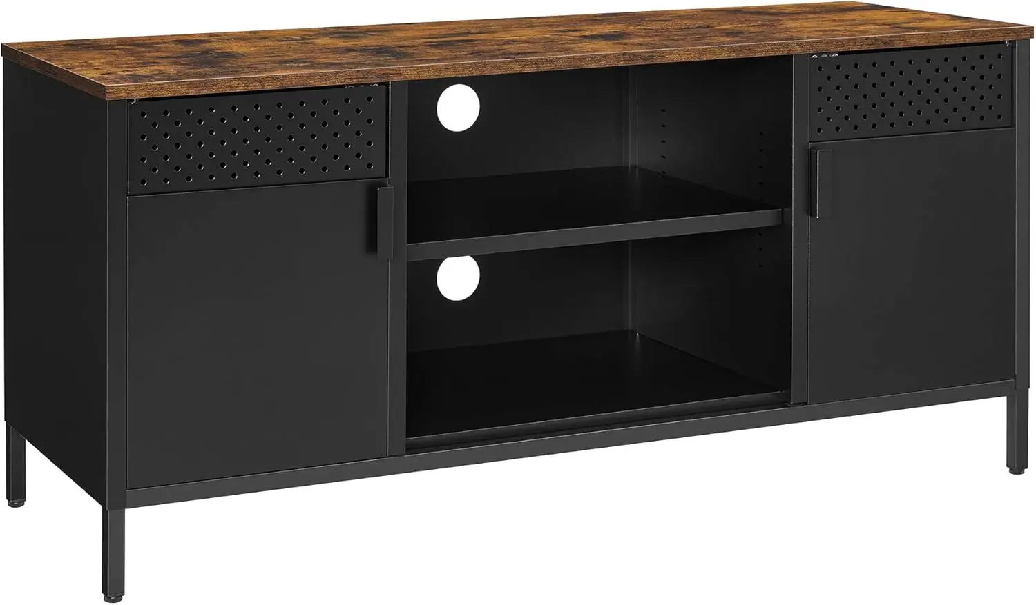 LTS103B01 TV-Schrank mit 3 Verstellbaren Regalen, TV-Ständer, Lowboard für Fernseher bis zu 55 Zoll, Wohnzimmer, Vintage Braun
