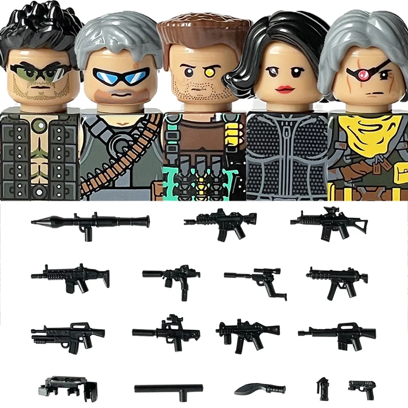 Stadt-Zubehör MOC Schurken-Gangster-Figuren Bausteine Moderne Soldaten-Masken Söldner-Helme Militärwaffen Bausteine Spielzeug Image