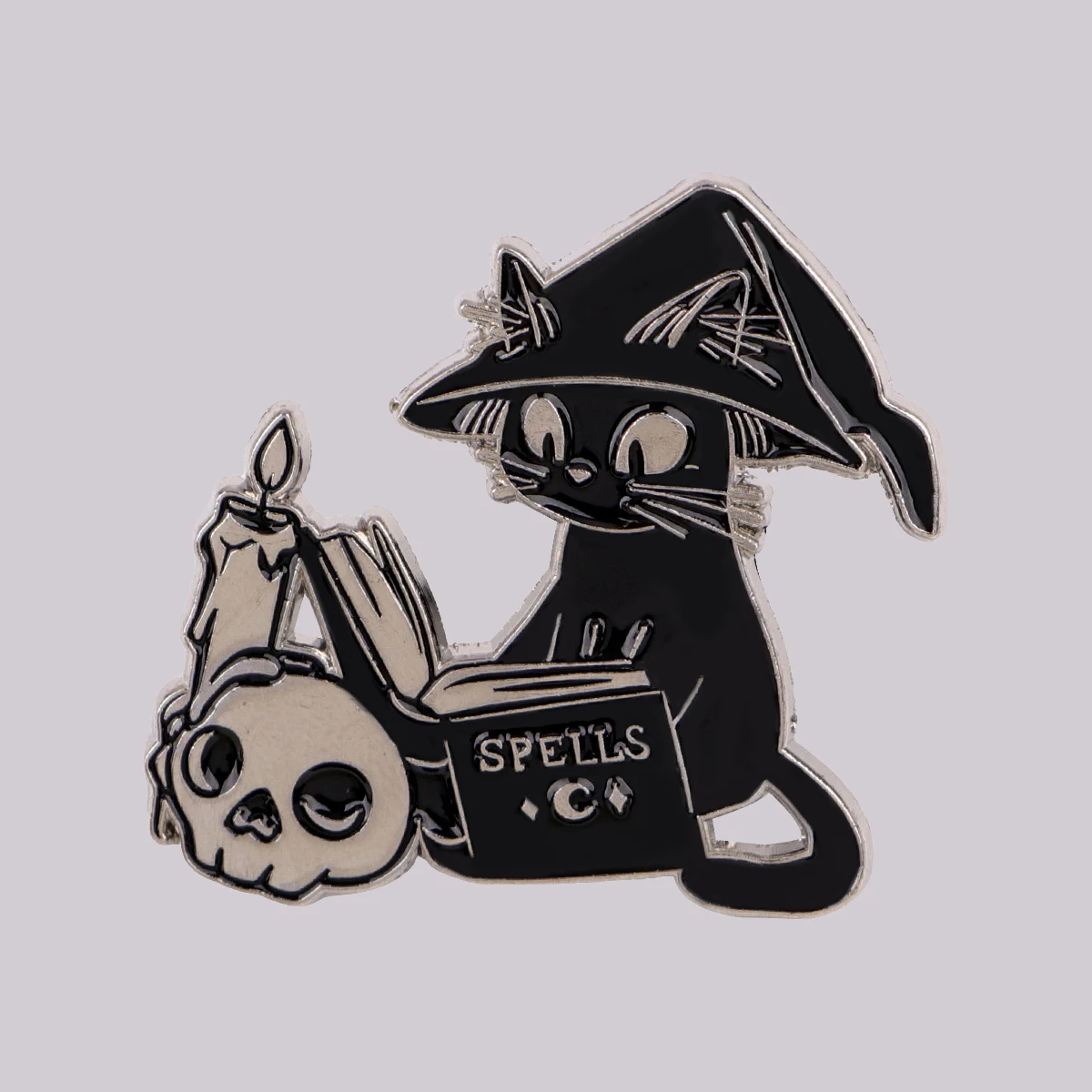 Zaubererhut-Katzen-Emaille-Pin, Skelett-Brosche, Anstecknadeln, Abzeichen für Rucksack, Kleidung, Accessoires, Hexen-Schmuck, Freundschaftsgeschenke Image