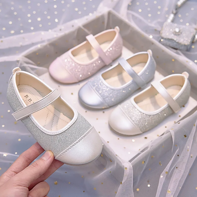 Pu Leder Mädchen Kleid Schuh Mary Jane Wohnungen Mädchen Kinder Schuhe Mädchen Schuh Glitzer Pailletten Prinzessin Schuhe