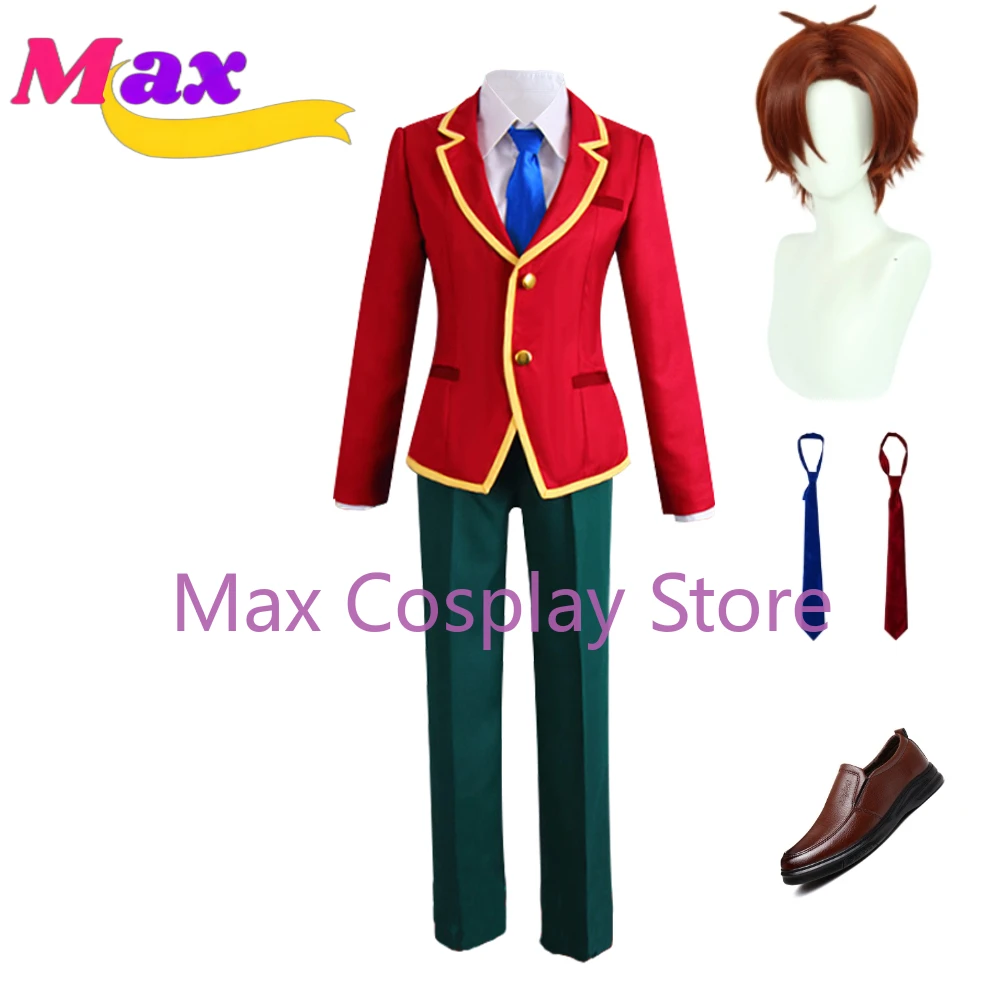 Max Cos Ayanokouji Kiyotaka Cosplay Kostüm Kurze Perücke Und Schuhe Anime Uniform Rote Jacke Krawatte Hosen Anzug Anpassen Halloween