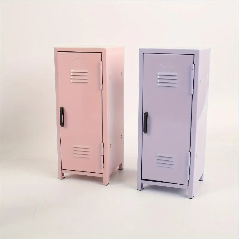 Rosa Lavendel Kleiner Schrank Metall Desktop Niedliche Aufbewahrung Mädchen Spind Organizer Tischdekoration Kawaii Desktop Lagerschränke Ins